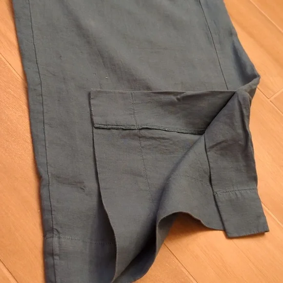 Athleta Playa Linen wide crop 3/4 pants Teal 4 - Picture 4 of 6